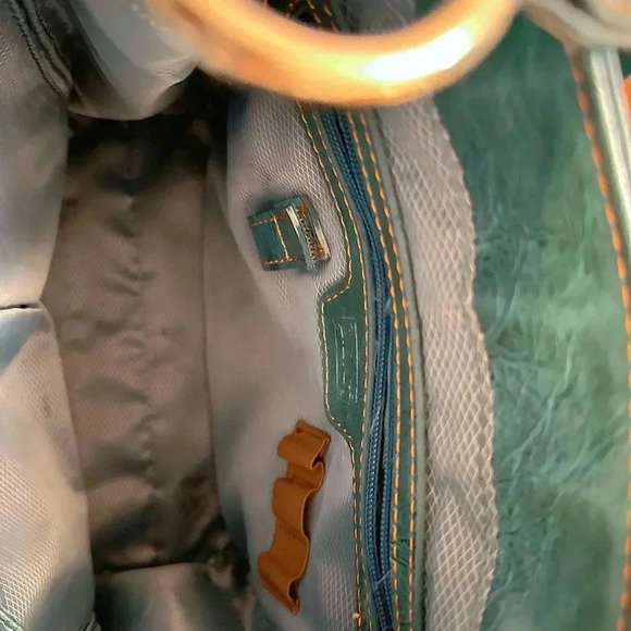 NWOT M.C Bag – Teal Croc-Embossed Faux Leather Shoulder Bag - Picture 8 of 10